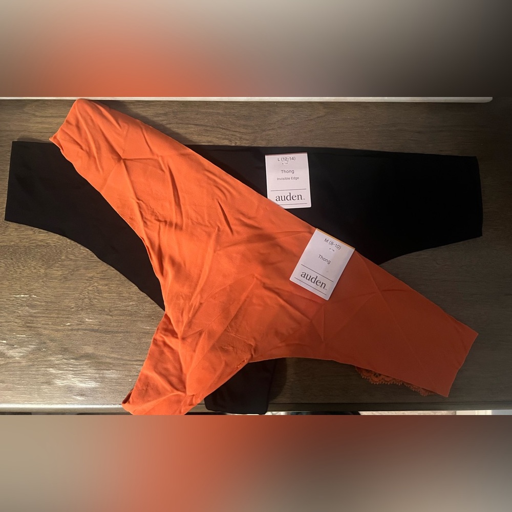 NWT Underwear Bundle: Orange Seamless Undwear (Size M) & Black Underwear (Size L